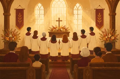 Church Choir Singing in Morning Light