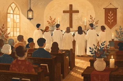 Evening Choir Rehearsal in Wooden Chapel