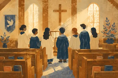Small Church Choir in Morning Rehearsal