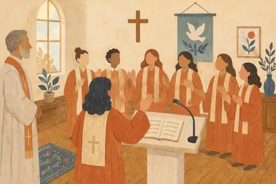 Church Choir Rehearsal in Warm Robes