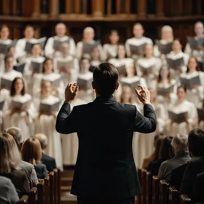 Church Choir Singing in White Robes