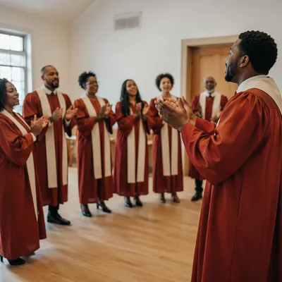 Rust Red Church Choir Rehearsal
