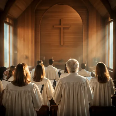 Church Choir Singing in Morning Chapel Light