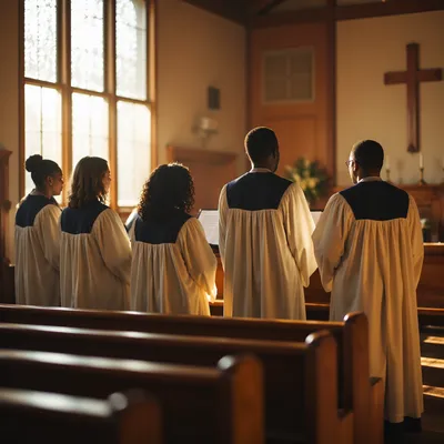 Sunday Choir Rehearsal in Wooden Sanctuary