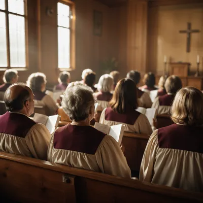 Church Choir Singing in Wooden Chapel