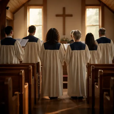Choir Singing in Modest Wooden Church