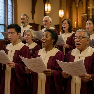 Evening Church Choir Rehearsal in Sanctuary
