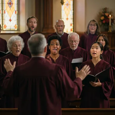Church Choir Singing in Morning Light