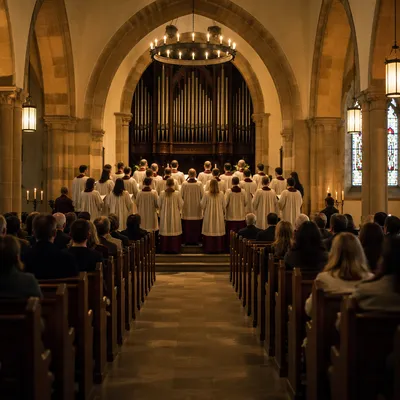 Choir Singing in Warm Church Sanctuary