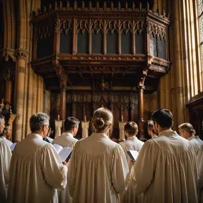 Church Choir Singing in Cream Robes