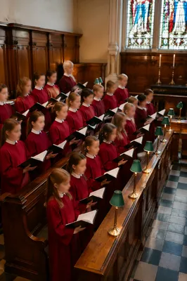 Youth Choir in Red Robes Singing
