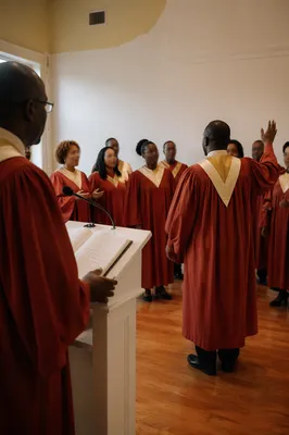 Church Choir Rehearsal in Red Robes