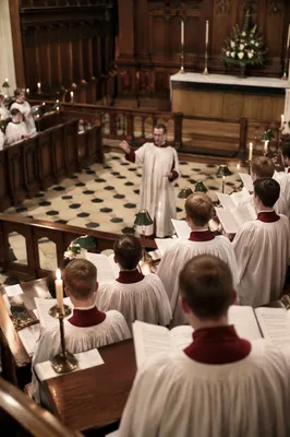 Traditional Church Choir Rehearsal in Robes