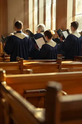 Reverent Church Choir in Navy Robes