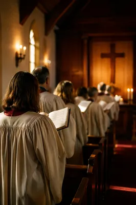 Choir Rehearsal in Warm Wooden Chapel