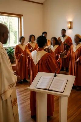 Church Choir Rehearsal in Warm Robes