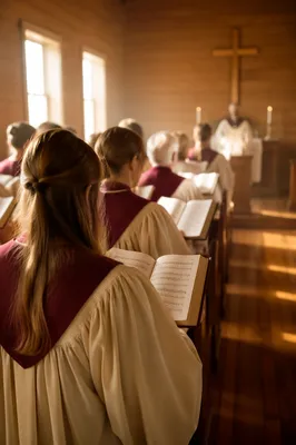 Church Choir Singing in Warm Morning Light