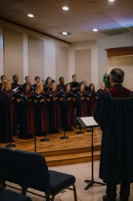Church Choir Rehearsal in Navy Robes