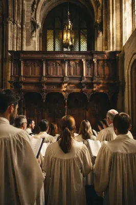 Church Choir Singing in Cream Robes