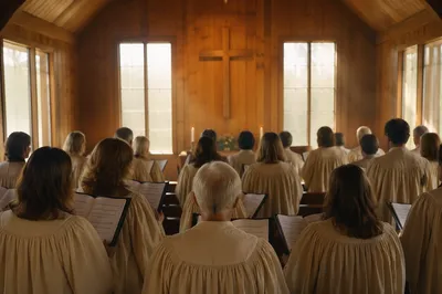 Church Choir Singing in Morning Chapel Light