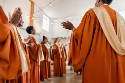 Church Choir Rehearsal in Warm Robes