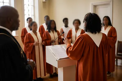 Church Choir Rehearsal in Warm Robes