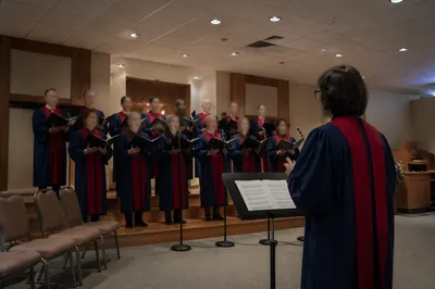 Church Choir Rehearsal in Navy Robes