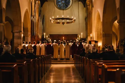 Choir Singing in Warm Church Sanctuary