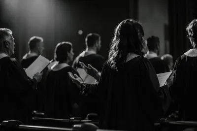 Church Choir Singing in Evening Worship
