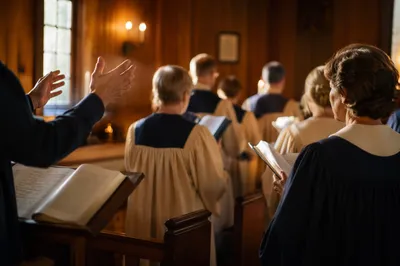 Choir Rehearsal in Wooden Chapel