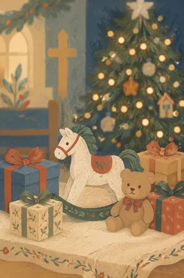 Christmas Toy Drive Gifts in Church Foyer