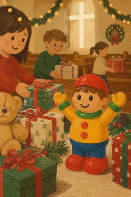 Christmas Toy Drive Gifts in Church Hall