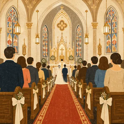 Red Carpet Church Aisle to Ornate Altar