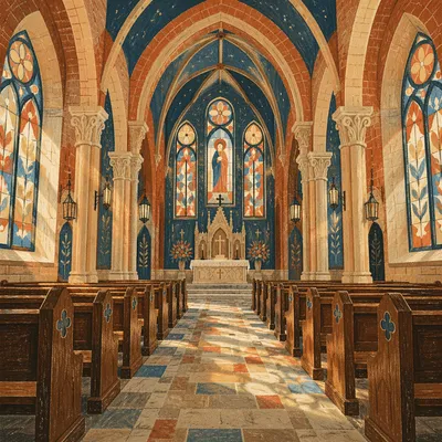 Historic Church Aisle Leading to Altar