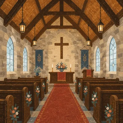 Red Carpet Aisle in Stone Chapel