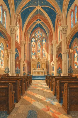 Historic Church Aisle Leading to Altar