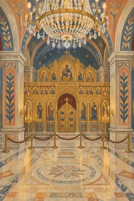 Historic Church Aisle Toward Gilded Altar