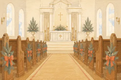 Serene Church Aisle Leading to Altar
