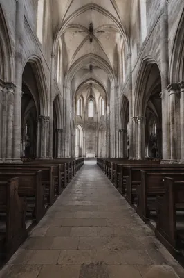 Historic Church Aisle Toward Quiet Altar