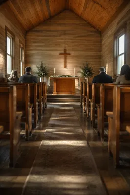 Peaceful Chapel Aisle Leading to Altar