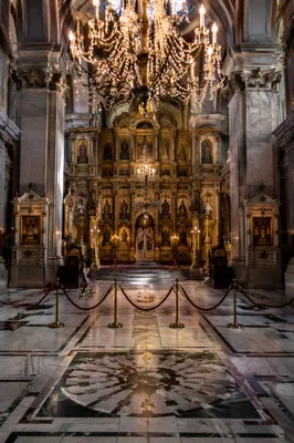 Historic Church Aisle Toward Gilded Altar