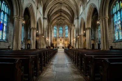 Historic Church Aisle Leading to Altar