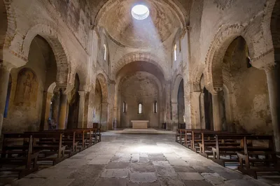 Ancient Church Aisle Leading to Altar