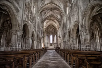 Historic Church Aisle Toward Quiet Altar