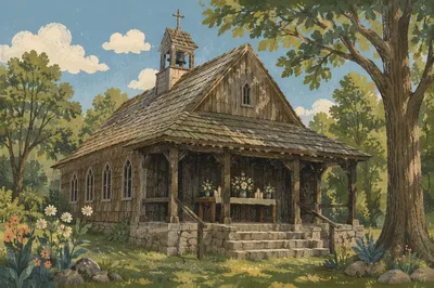 Rustic Church Altar Flowers and Candles
