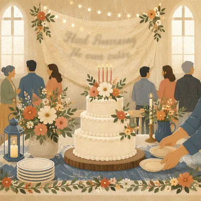 Church Anniversary Cake Celebration Banner Scene