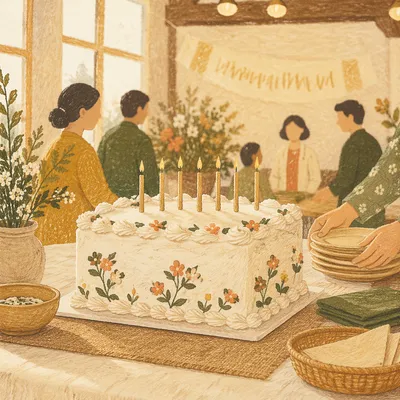 Church Anniversary Cake Celebration Banner Scene