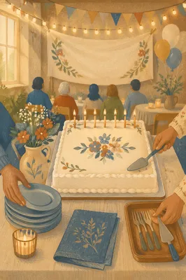 Church Anniversary Cake Celebration Banner Scene