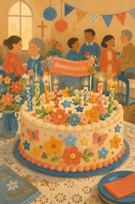 Festive Church Anniversary Cake Celebration Banner