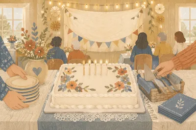 Church Anniversary Cake Celebration Banner Scene